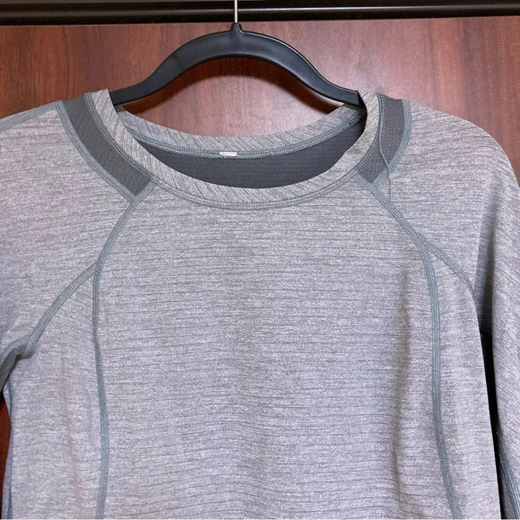 LULULEMON Run for Gold Long Sleeve Shirt Size 6 Gray Heathered Slate - Picture 4 of 7